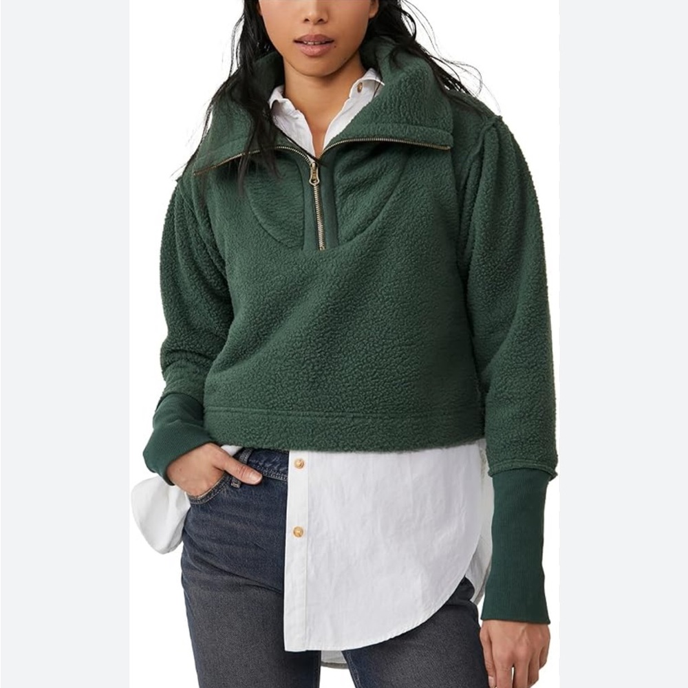 NWT Free People Poppy Pullover Fleece Quarterzip
